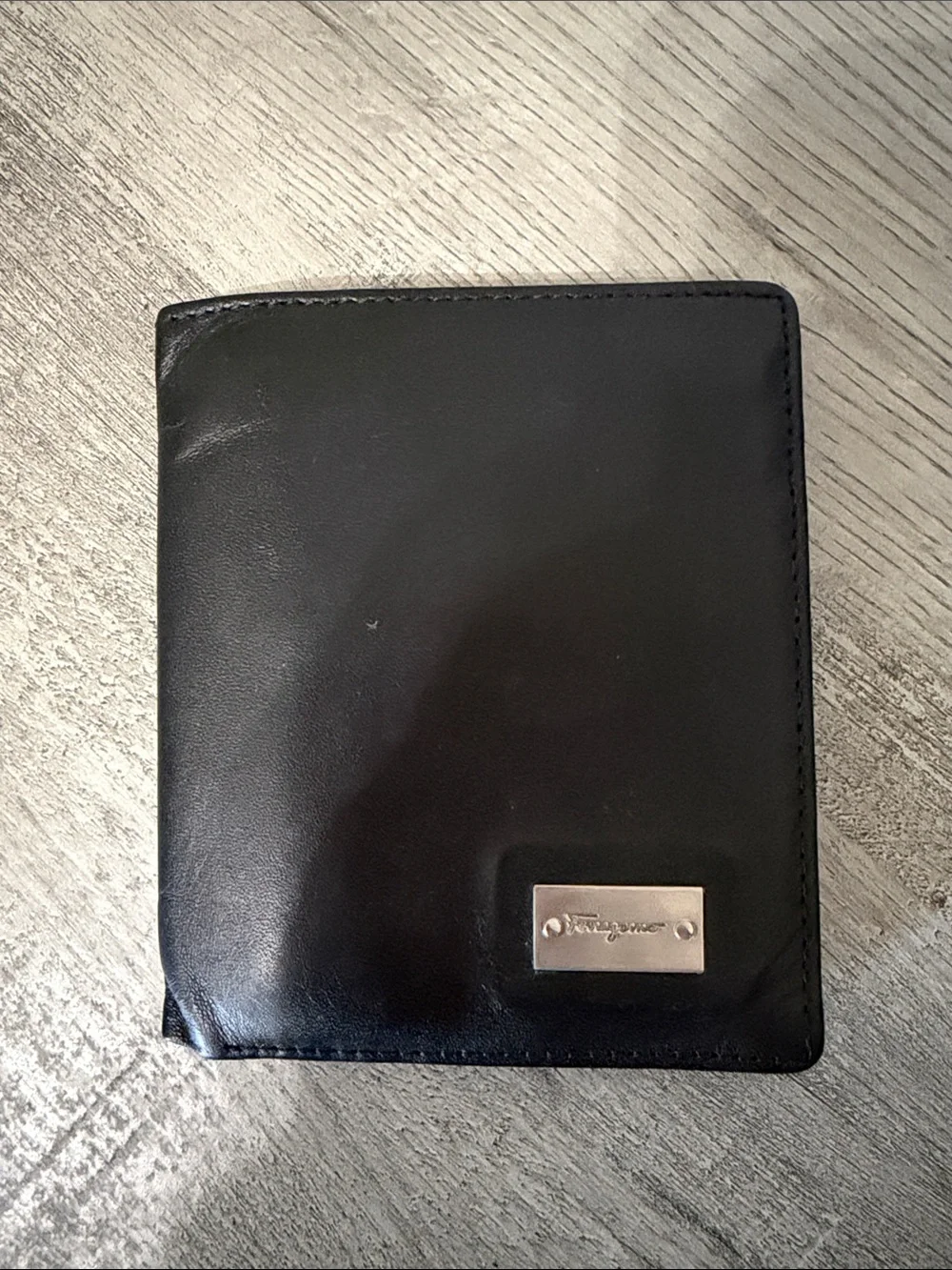 Salvatore Ferragamo Black Leather Bi-Fold Card & ID Holder